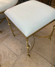 Load image into Gallery viewer, Upholstered Stool with Brass