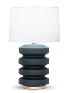 Black Ceramic Lamp with Gold Base