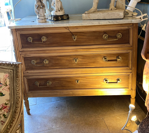 Two-Tone Louis XVI Commode with White Mable