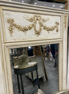 Painted Cream Mirror with Gold Swag