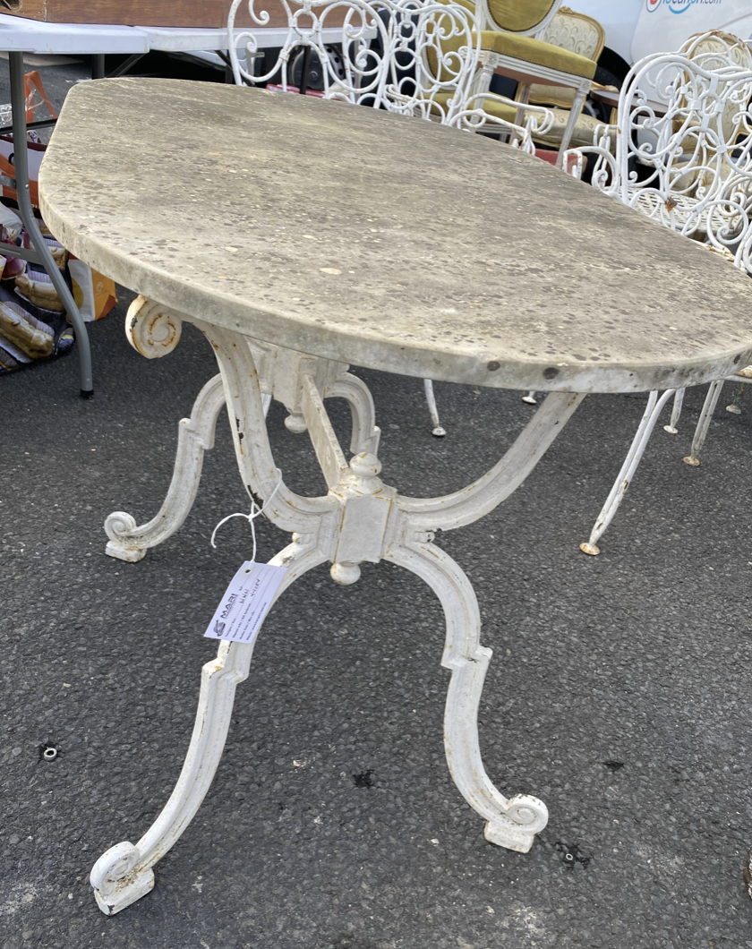 White Iron Table with Marble Top