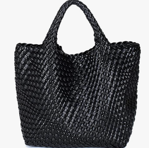 Black Woven Shoulder Bag