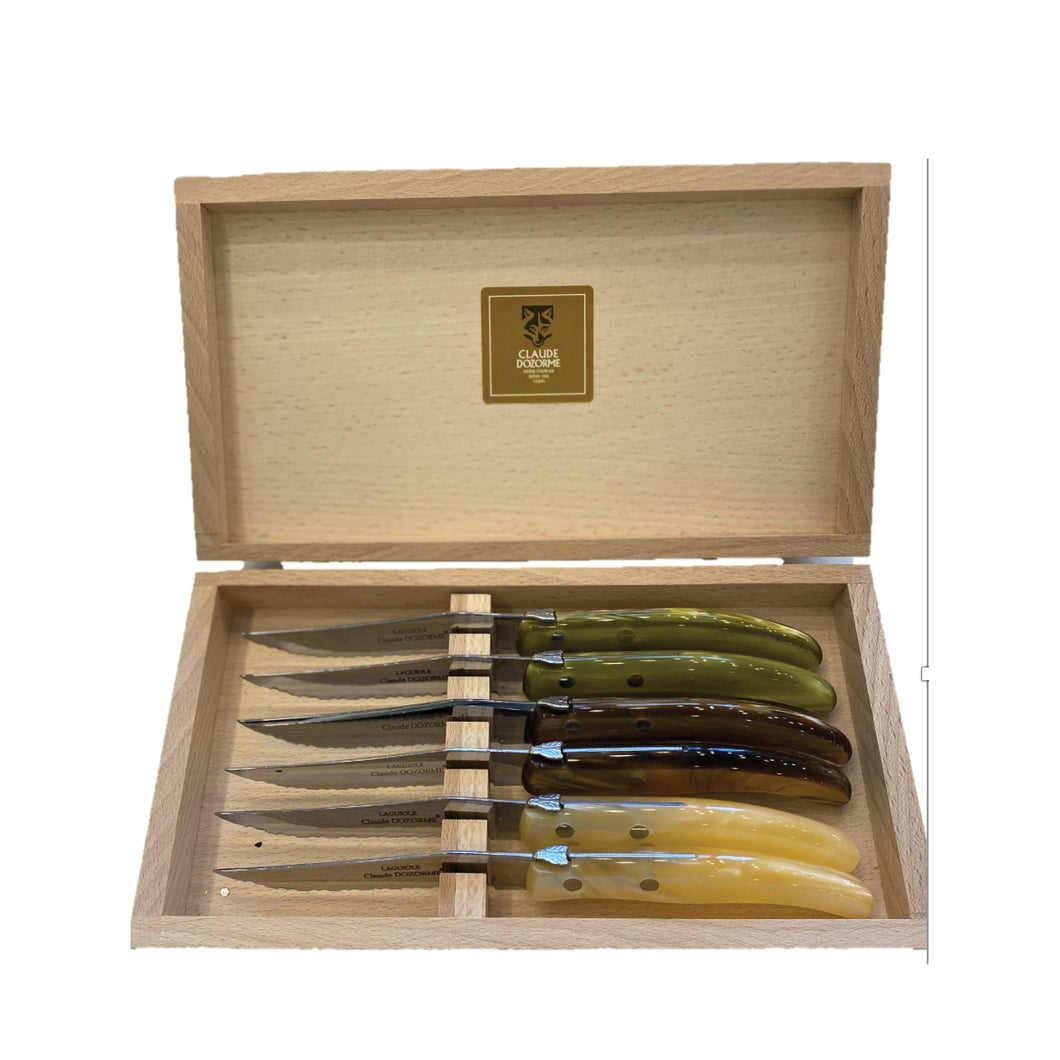 Set of Six French Steak Knives - Mixed Handles