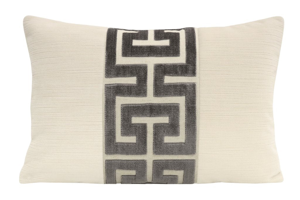 Graphite Greek Key Lumbar Pillow