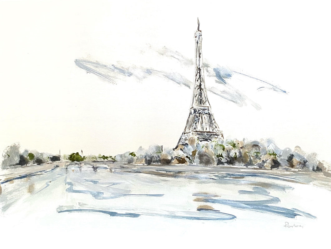 Sarah Robertson - The Eiffel Tower on the River Seine (18 x 24)