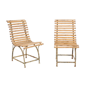 Pair of Wood and Iron Garden Chair