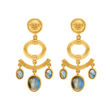 Load image into Gallery viewer, Gold &amp; Labradorite Cleopatra Chandelier Earrings