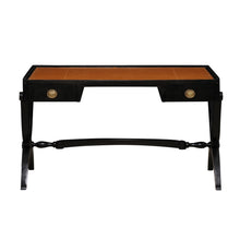 Load image into Gallery viewer, Vintage Black Desk with Leather Inlay