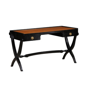 Vintage Black Desk with Leather Inlay