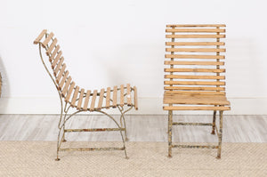 Pair of Wood and Iron Garden Chair