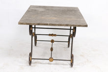 Load image into Gallery viewer, Iron and Brass Butcher Table with Slate Top