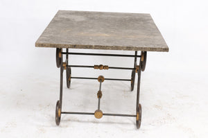 Iron and Brass Butcher Table with Slate Top