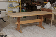Load image into Gallery viewer, Swedish Stripped Pine Farm Table with Trestle Base from the Late 19th Century