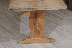 Swedish Stripped Pine Farm Table with Trestle Base from the Late 19th Century