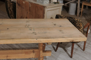 Swedish Stripped Pine Farm Table with Trestle Base from the Late 19th Century
