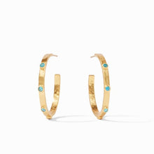 Load image into Gallery viewer, Pacific Blue Crescent Stone Hoop Earrings
