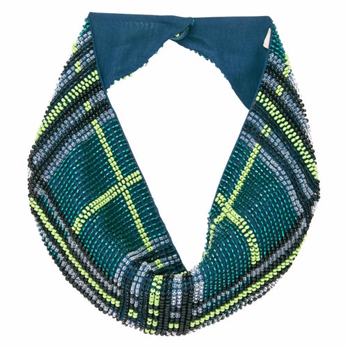 Green Plaid Alma Scarf Necklace