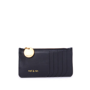 Alix Leather Card Holder Wallet in Black