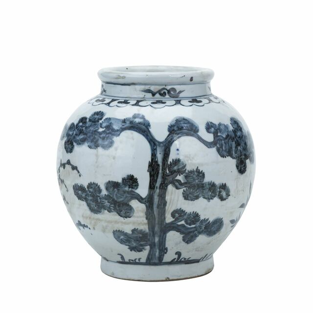 Small Blue and White Pine Jar