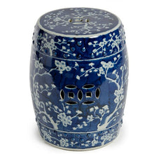 Load image into Gallery viewer, Deep blue and white plum blossom ceramic garden stool