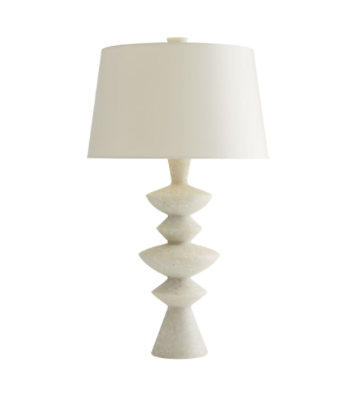 white stone and glass sculptural lamp