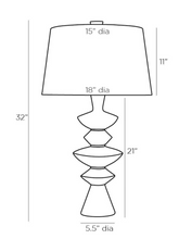 Load image into Gallery viewer, dimensions of white stone and glass lamp