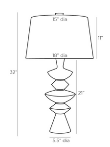 dimensions of white stone and glass lamp