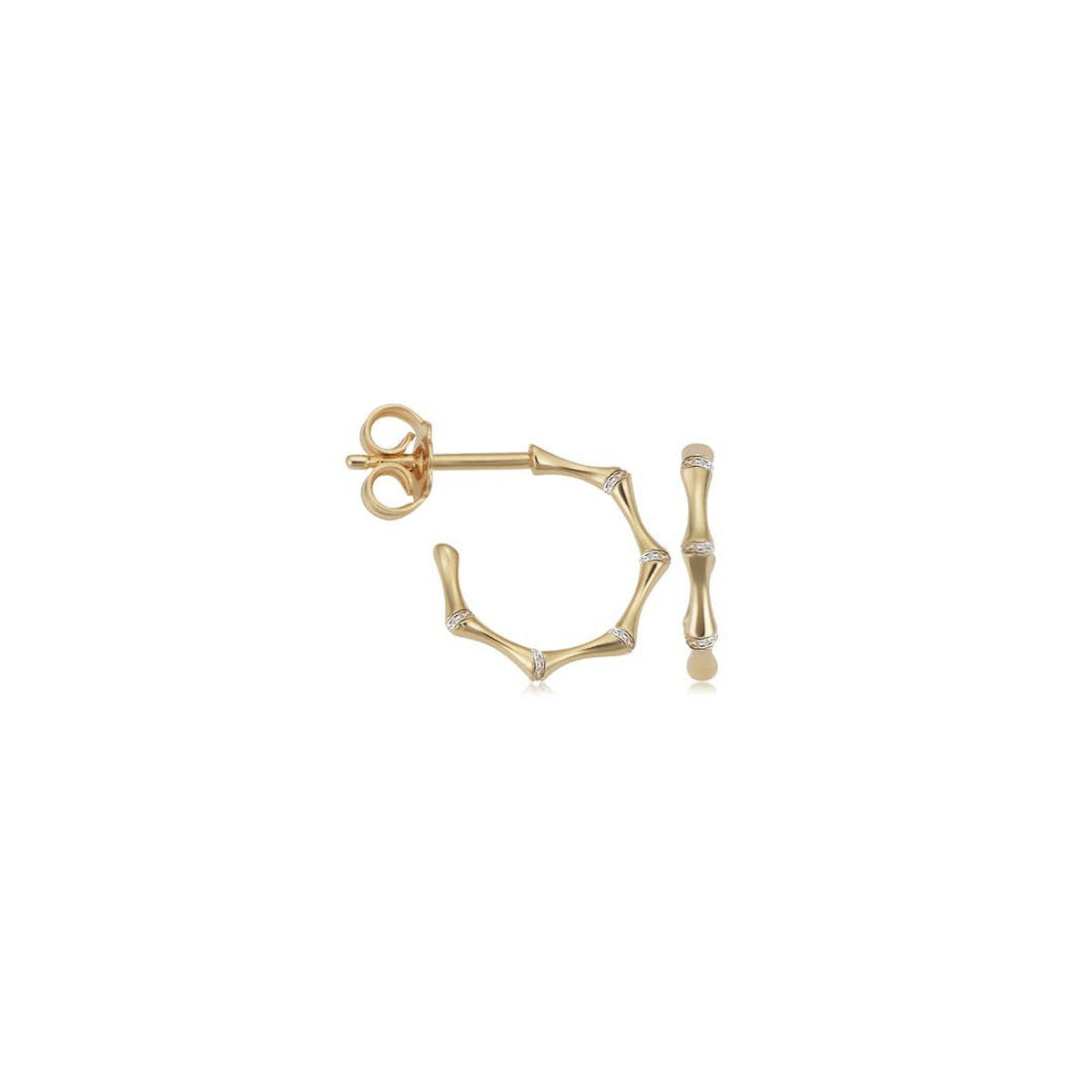 Hoops Bamboo Diamond Earrings 14K