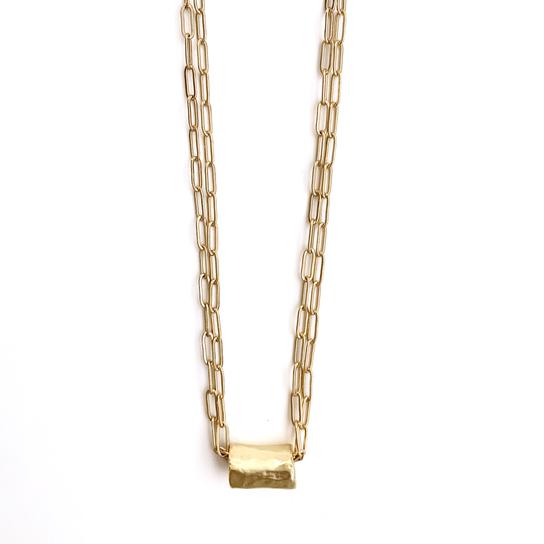 Barrel on Double Gold Necklace