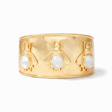 Load image into Gallery viewer, Iridescent Clear Crystal Bee Gold Cuff Bracelet