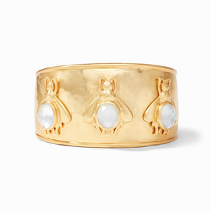 Iridescent Clear Crystal Bee Gold Cuff Bracelet