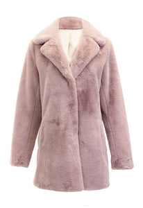 Faux Fur Coat in Blush