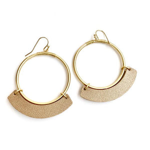 Disco Hoop Earrings Blush Leather
