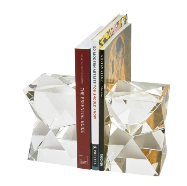 Rectangle Diamond Cut Crystal Bookends