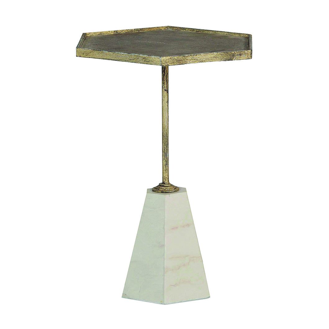 Gold Hexagonal Table with Marble Base
