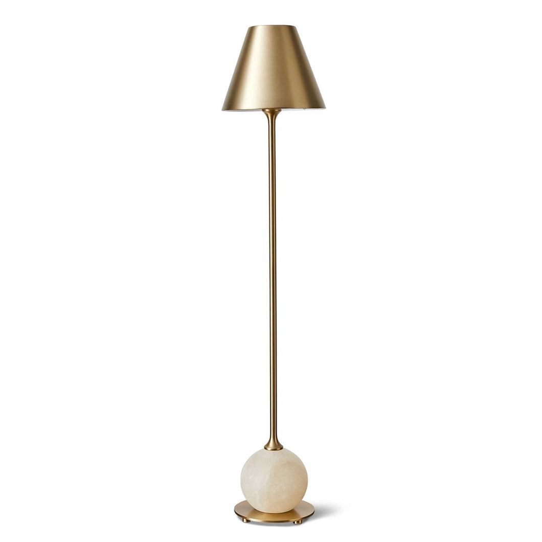 Brass Buffet Lamp with Alabaster Sphere