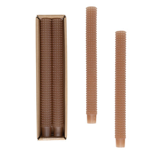 Brown Hobnail Taper Candles S/2