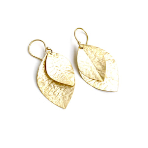 Double Leaf Earrings in Gold