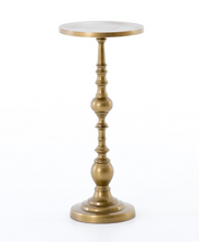 Load image into Gallery viewer, Antique Brass Pedestal End Table