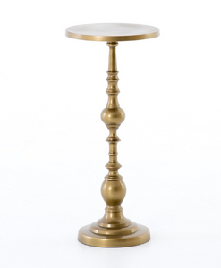 Antique Brass Pedestal End Table