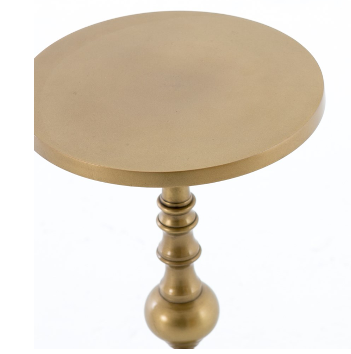 Antique Brass Pedestal End Table