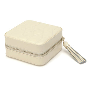Ivory Quilted Leather Zip Travel Case