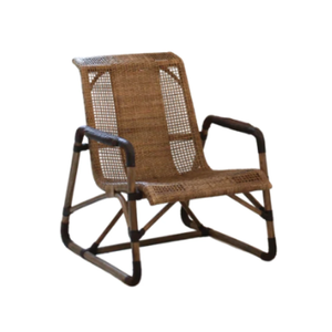 Woven Rattan Chair with Leather Detail