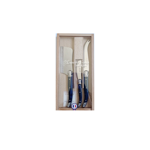 Laguiole Black Cheese Utensils in Wood Box
