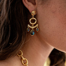 Load image into Gallery viewer, Gold &amp; Labradorite Cleopatra Chandelier Earrings