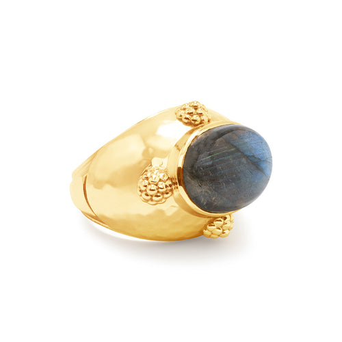 Medium Gold & Labradorite Cleopatra Ring