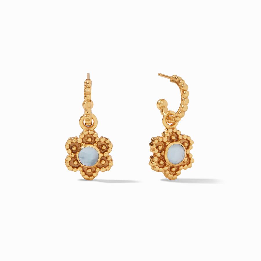 Julie Vos Colette Hoop and Charm Earrings in Chalcedony Blue