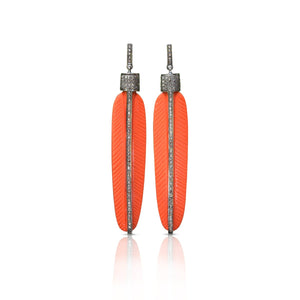 Carved Coral Feather Earrings