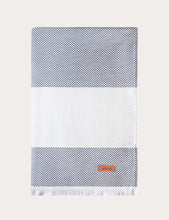 Load image into Gallery viewer, Navy and White 2-Stripe Towel