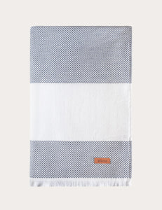 Navy and White 2-Stripe Towel